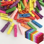 Pinces à linge en bois colorées 50 pièces, épingles à vêtements pour pinces photos photos décoratives, petites pinces de fermeture de décoration en bois colorées