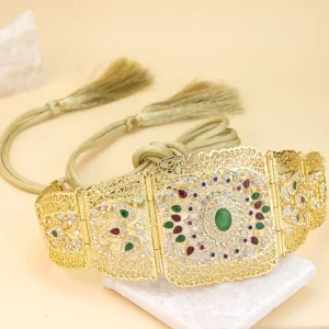 Ceinture de mariée marocaine en cristal pour femmes, Robe ethnique arabe, corde, chaîne de taille creuse, bijoux de fête quotidiens
