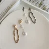 boucles d'oreilles asymétriques élégantes, perles d'eau douce métalliques, longues et exagérées, bijoux de fête pour dames et filles, cadeaux, nouveau