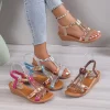Femmes Sandales Compensées D&rsquo;été Bohême Strass Plate-Forme Décontractée Sandales Femme Peep Toe Chaussures De Plage En Plein Air оokonвь ж Dön Dönuud……???я