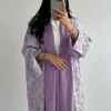 abaya ample à imprimé floral, manches longues, robe traditionnelle du moyen orient pour femmes, élégante, ouverte sur le devant, sans écharpe, caftans