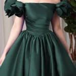 Arabie Saoudite Robes de soirée élégantes Vert Hors de l&rsquo;épaule Robes de bal Longueur au sol Une ligne Robes de soirée formelles