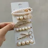 Épingles à cheveux en perles pour femmes et enfants, pinces mignonnes et douces, biscuits, fleur, paillettes, barrettes de princesse, accessoires pour cheveux, ensemble de 5 à 8 pièces