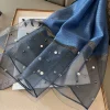 Écharpe de luxe pour femme, couleur unie, châle en lin, bandana, foulard, hijab, style turban perlé