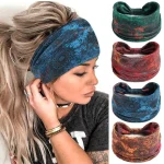 Boho bandeaux pour femmes noué large bandeau Turban Yoga entraînement bandeaux extensible Hiarbands coton Bandana cheveux accessoires