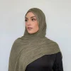 foulard musulman long en coton doux, teinture de couleur pure, plis fins, écharpe en coton artificiel, séchage rapide, pare soleil chaud, anti poussière, printemps