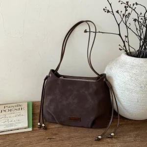 Sac seau vintage 2025, sac à bandoulière chic pour femmes, bandoulière tendance sous les bras, fourre-tout de banlieue polyvalent, sac à bandoulière texturé