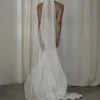 ethereal voile de mariage en mousseline soyeuse, voile long simple et élégant avec peigne zv078