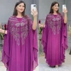 abayas de luxe en mousseline de soie pour femme, boubou, robe musulmane, caftan marocain, djellaba pour ixde mariage, 2022