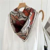 foulard 100% soie imprimé floral à l'encre, foulard 90 foulards en soie naturelle, châle pour accessoires vestimentaires à la mode