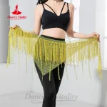 Ceinture de danse du ventre pour femmes, écharpe triangulaire à pampilles, accessoires de compétition pour enfants et adultes, ceintures d&rsquo;entraînement pour filles, chaîne de taille