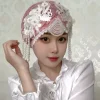 Chapeau de princesse à franges, élégant, luxe, foulard perlé à la main, dentelle fleur, Hijab, filet, en Stock, nouvelle collection