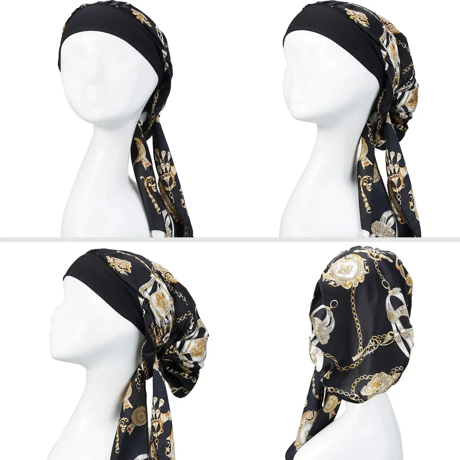 couvre chef pour femmes musulmanes, turban, foulard avec large bande, chapeau de couchage imprimé, bonnet hijab, couverture de cheveux prête à porter, nouvelle collection 2024