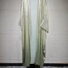 brillant fête abaya ramadan eid chauve souris satin ouvert kimono dubaï luxe musulman damen abayas pour les femmes caftan robe vêtements islamiques