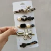 Épingles à cheveux en perles pour femmes et enfants, pinces mignonnes et douces, biscuits, fleur, paillettes, barrettes de princesse, accessoires pour cheveux, ensemble de 5 à 8 pièces