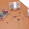 aiguilles à tête de perle rondes colorées, 100/300/500 pièces, épingles à coudre droites pour la couture, outils de couture, bricolage, positionnement