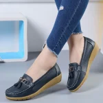 Mocassins respirants en cuir découpé pour femmes, ballerines plates, chaussures bateau, ballerines décontractées pour dames, plus, nouveau, 2024