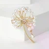 broches de pissenlit en strass pour femmes, broches de plantes en perles, sac à dos de fête de banquet, cadeaux, accessoires de bijoux