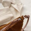 sac à bandoulière chic en croissant, petit paquet marron mat, sac à boulettes en pu, style coréen, couleur unie pour filles