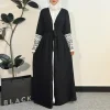 abaya musulmane à manches longues pour femmes, cardigan ouvert devant, robe maxi, vêtements pour femmes, gland brodé, kaftans, jilbabs