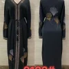 abayas ethnique costum robe ample et élégante avec ceinture en diamant col en v mode luxe xxl/xxxl