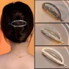Pince à cheveux incurvée en strass brillant pour femme, épingles à cheveux queue de cheval, coiffure de fête de princesse, accessoires de cheveux élégants pour filles