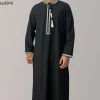 eid ramadan mode musulmane abayas pour hommes robe à manches longues robes brodées jubba thobe dubaï arabe saoudien caftan islam vêtements