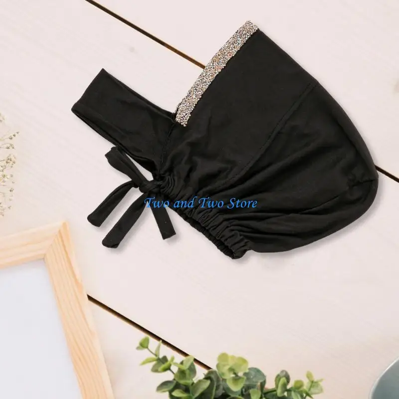 hx6f – chapeau hijab indien vintage ethnique avec garniture en turban résistant soleil pour femmes