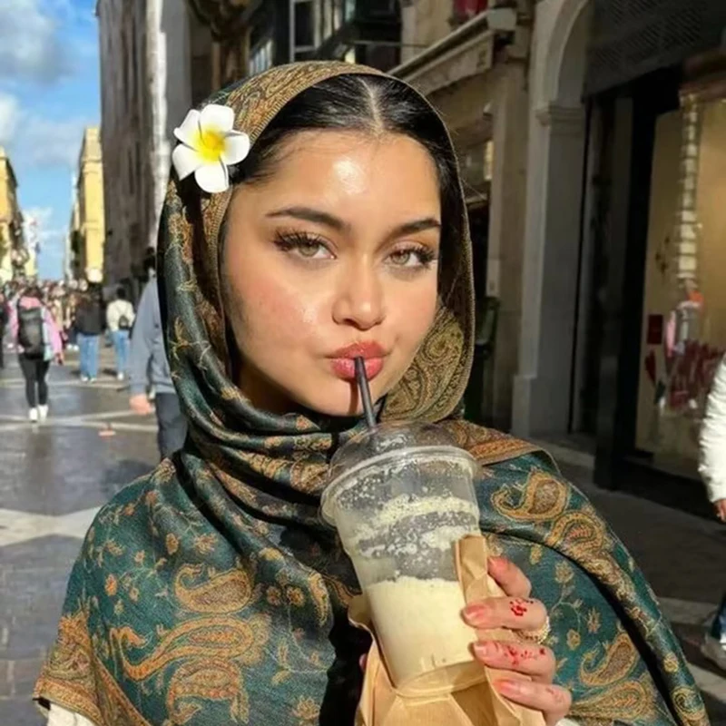 nouveau épais imprimé noix de cajou hijab écharpe châle enveloppement paisley pashmina jacquard étoles foulards vintage imprimé coton tippet gland