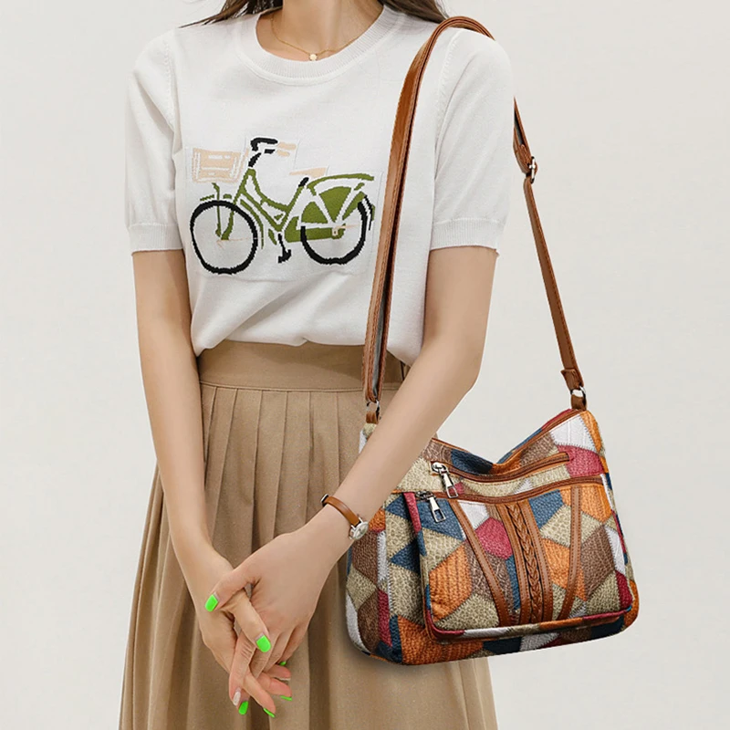 Sac à bandoulière Vintage élégant pour femmes, sac à main tendance, sac à bandoulière multi-poches, sac à bandoulière rétro assorti pour le quotidien