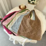 Sac de plage fourre-tout pour femmes, sac à main d&rsquo;été décontracté en Crochet, sac à bandoulière en tricot creux, sac de Shopping
