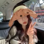 Chapeau de soleil de sport respirant à visière florale, Protection UV, doux pour femmes, chapeau seau à grand bord de Style coréen pour l&rsquo;été