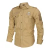 chemise en lin de couleur unie pour hommes printemps et automne outillage en plein air couleur unie décontracté chemise à manches longues vêtement homme