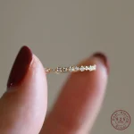 Bague géométrique en argent Sterling 925 plaqué or 14K pour femmes, Zircon scintillant, accessoire de bijoux de fête de mariage exquis et doux