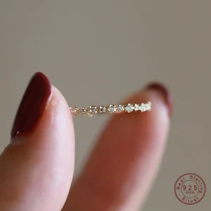 Bague géométrique en argent Sterling 925 plaqué or 14K pour femmes, Zircon scintillant, accessoire de bijoux de fête de mariage exquis et doux