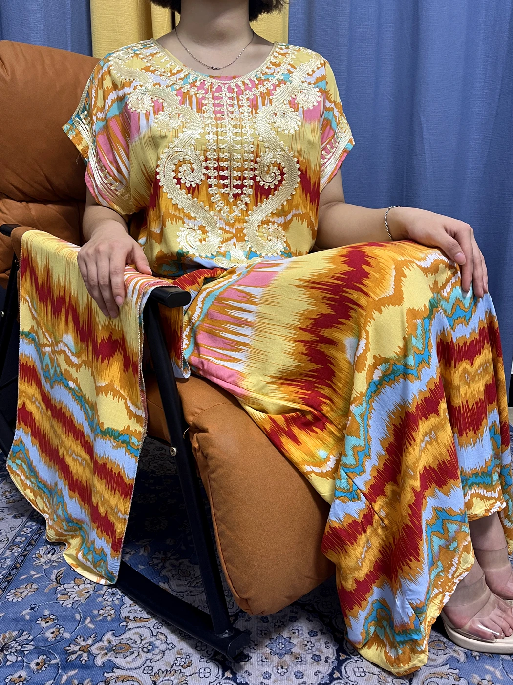 abayas pour femmes 2023 dubaï nouveau musilm imprimé fleuri coton appliques ample femme robe africaine nigeria kanga vêtements avec turban