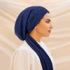 femmes musulmanes hijab pré attaché chapeau foulard rides longue queue chimio casquette pansement bonnet tête enveloppement bandanas bandeau turbante mujer