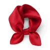 Rouge 100% foulard en soie naturelle petites femmes foulard de cou de luxe vraie soie 50*50 carré hijab foulards dames printemps automne