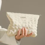 Sac à cosmétiques en toile beige pour femmes, sac de rangement de cosmétiques, trousse de toilette de voyage portable, sac de doublure commPiedmont, pièce de monnaie d&rsquo;hectare