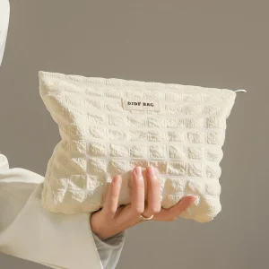 Sac à cosmétiques en toile beige pour femmes, sac de rangement de cosmétiques, trousse de toilette de voyage portable, sac de doublure commPiedmont, pièce de monnaie d&rsquo;hectare