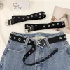 Ceinture en toile décorative unisexe, ceinture en alliage, coeur, carré, rond, struccreux, polyvalent, mode Ins Style, noir, jeans pour femmes