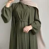 Nouveau Abaya ensemble tissu froissé ouvert Abaya + robe longue intérieure vêtements islamiques femmes musulmanes robes ensemble caftan turc Ramadan Eid