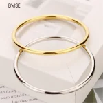 Bracelet rond minimaliste en acier inoxydable pour femmes, à la mode, élégant, couleur or, accessoires pour femmes, bijoux populaires