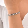 bracelet de tennis pour femme, bracelet chaîne en zircone cubique réglable, chaîne de perles ondulées en acier inoxydable, bijoux de bracelet à trois couches