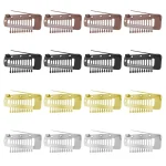 15 pièces 10 dents perruque pince avec épingles de sûreté pour sécuriser la perruque pas de couture, forte Hijab broches pince pour femme voile Extensions de cheveux postiches