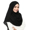 Écharpe hijab longue en mousseline de soie froissée de qualité supérieure pour femmes, foulards musulmans très doux