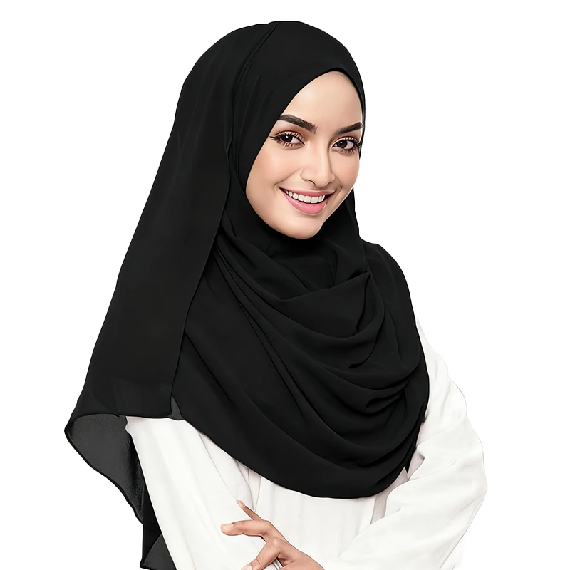 Écharpe hijab longue en mousseline de soie froissée de qualité supérieure pour femmes, foulards musulmans très doux