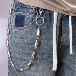 Bobine argentée monocouche ceinture chaîne cartouche Style Punk Rock pantalon accessoire Cool Hip Hop gothique danseur rappeur accessoire