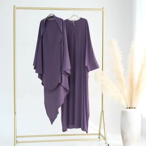 Robe Hijab à volants pour femmes musulmanes, Abaya, tiens imar, Kaftan, Vêtement de prière du Ramadan, Eid Djellaba, Écharpe, Burqa Jalabiya, 2 pièces Robe Hijab à volants pour femmes musulmanes, Abaya, tiens imar, Kaftan, Vêtement de prière du Ramadan, Eid Djellaba, Écharpe, Burqa Jalabiya, 2 pièces