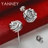 boucles d'oreilles rondes nouées tressées en argent sterling 925 pour femmes, bijoux de fiançailles, accessoires de fête